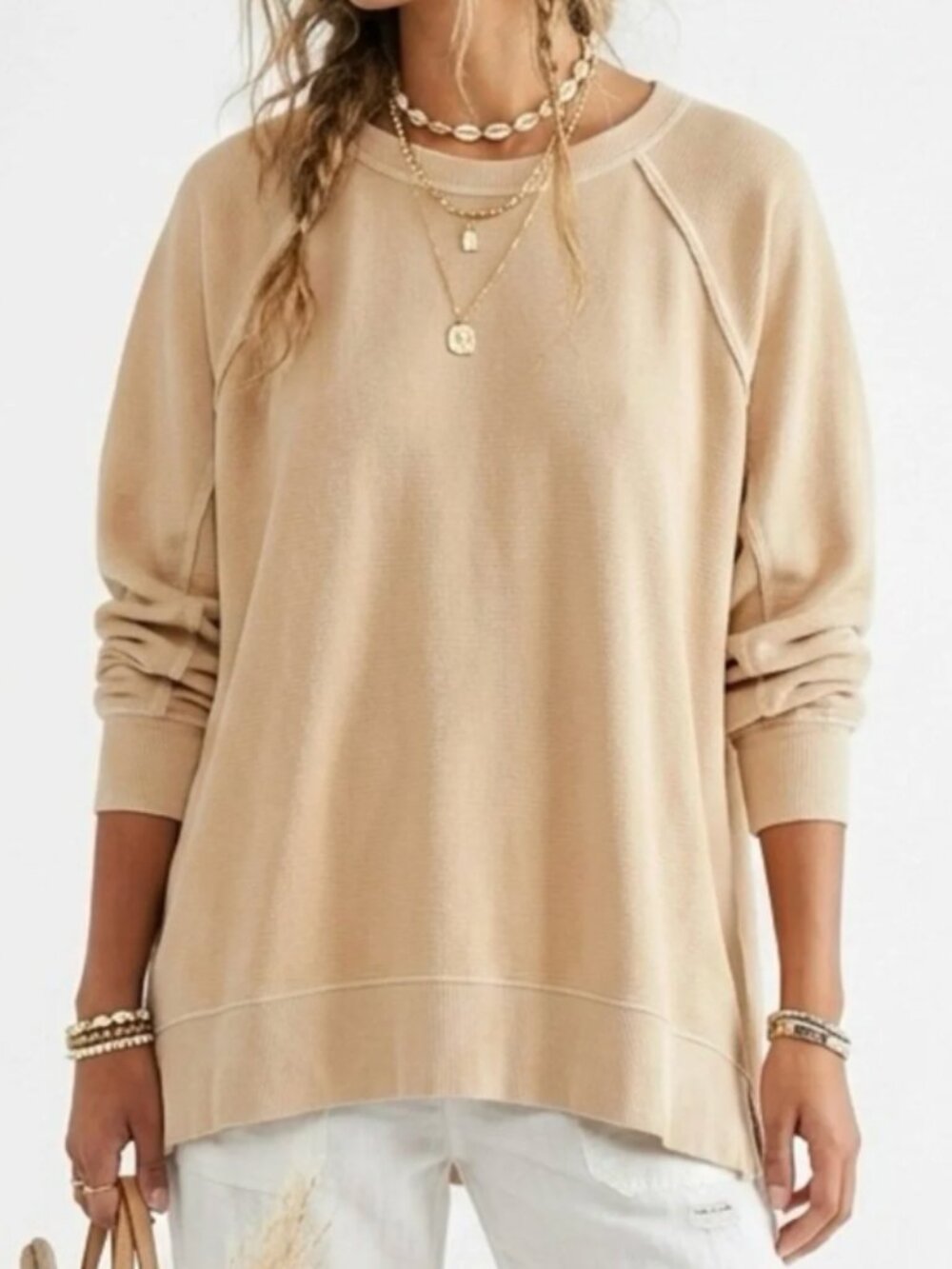 NEW Aerie East West Crew Sweatshirt Koko Brown Oversized Lounge